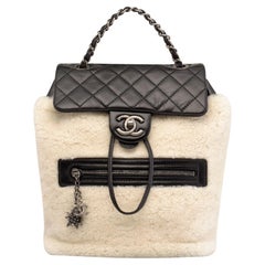 Chanel Black Shearlng Leather Paris-salzburg Mountain Backpack