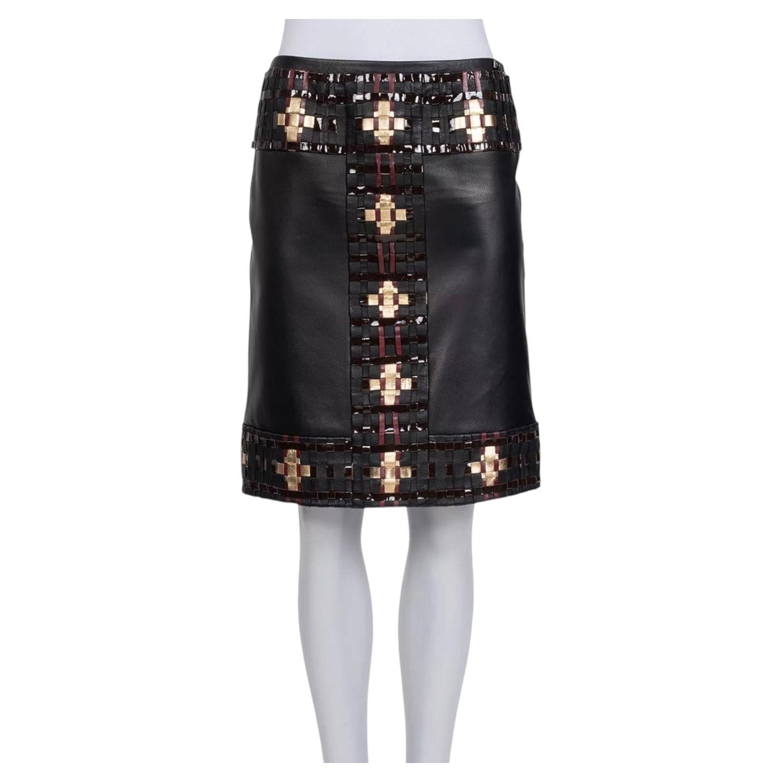 Gonna in pelle di pecora nera Chanel - Taglia FR38 / M.