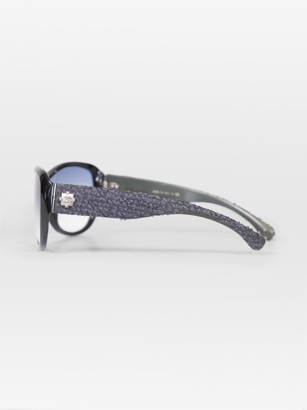 Women's Chanel Black Shield Gradient Lenses Sunglasses For Sale