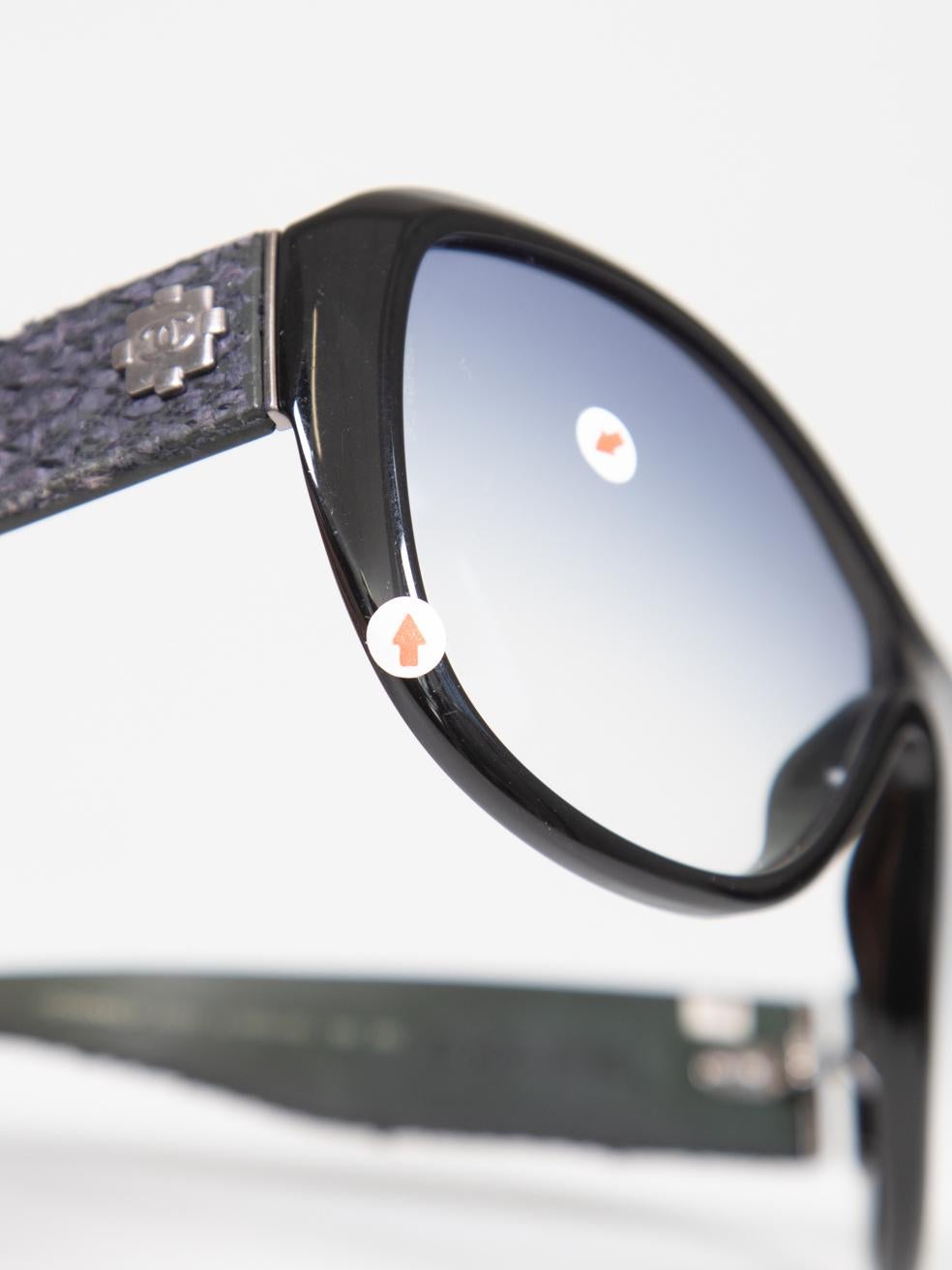 Chanel Black Shield Gradient Lenses Sunglasses For Sale 3