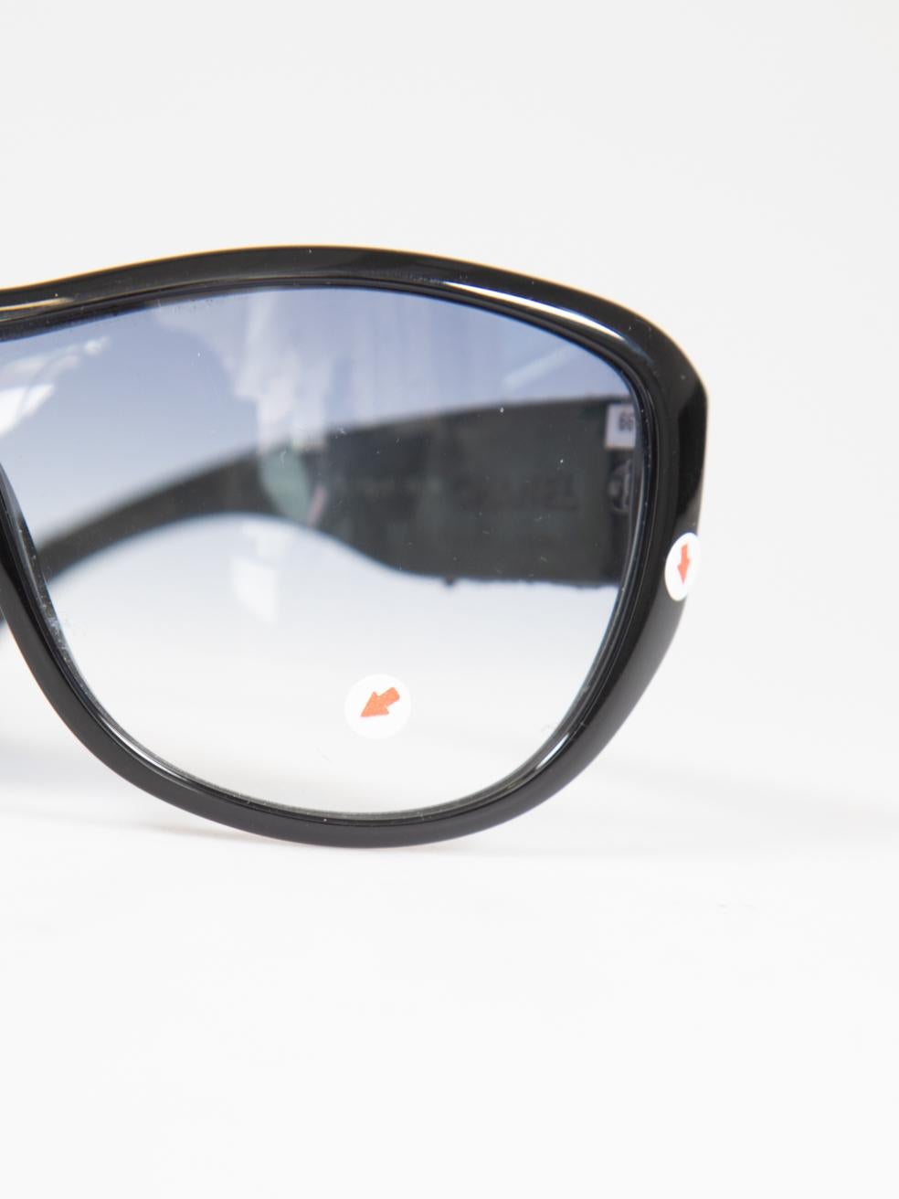 Chanel Black Shield Gradient Lenses Sunglasses For Sale 5