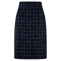 Chanel Black Shimmer Tweed Skirt