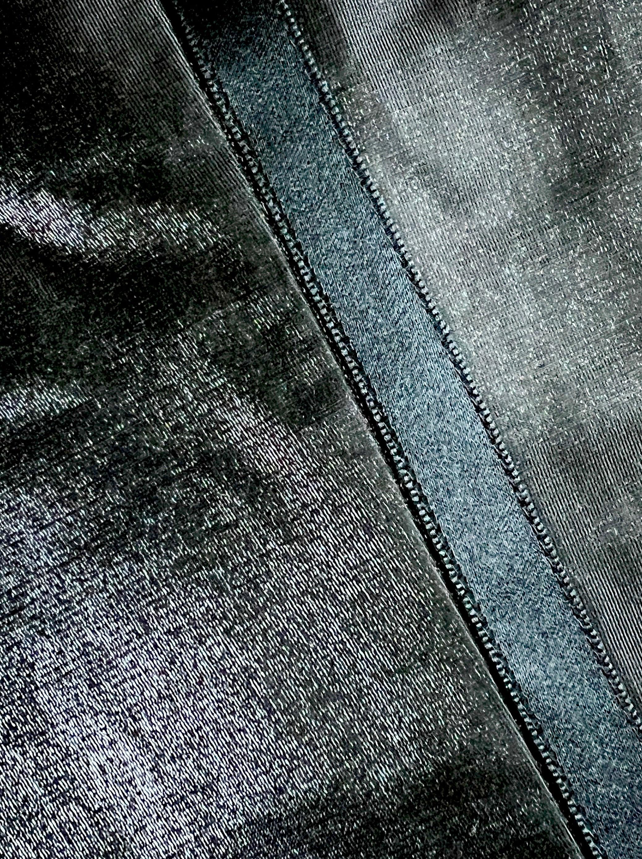 CHANEL Schwarz schimmernde Leinen-Abendhose Jacke Anzug Smoking 42-44 im Angebot 7