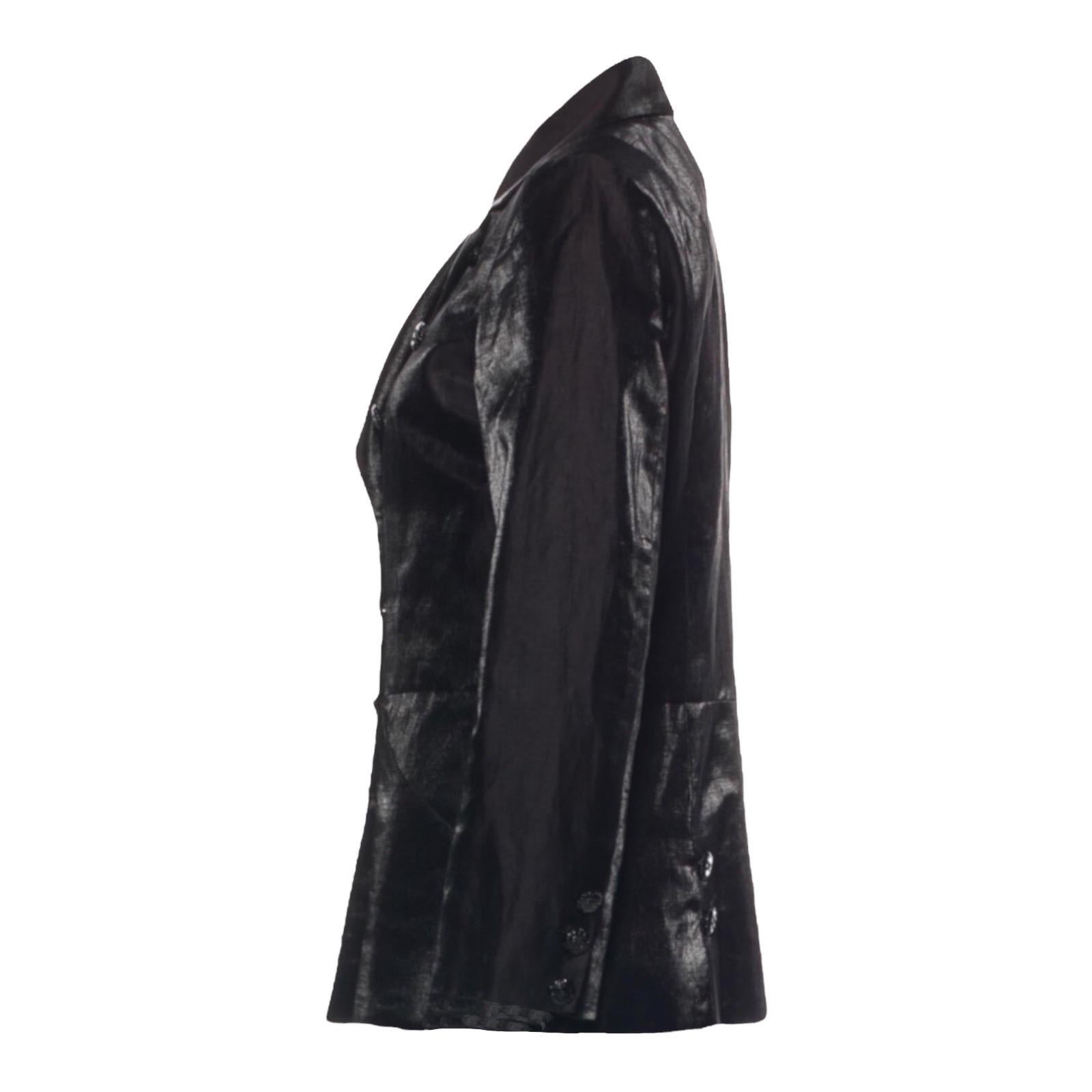CHANEL Black Shimmering Linen Evening Pants Jacket Suit Tuxedo Smoking 42-44 Pour femmes en vente