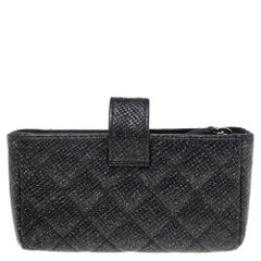 Chanel Black Shimmering Quilted Leather CC Phone Pouch