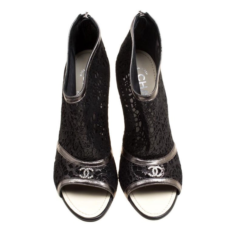 chanel black suede ankle boots