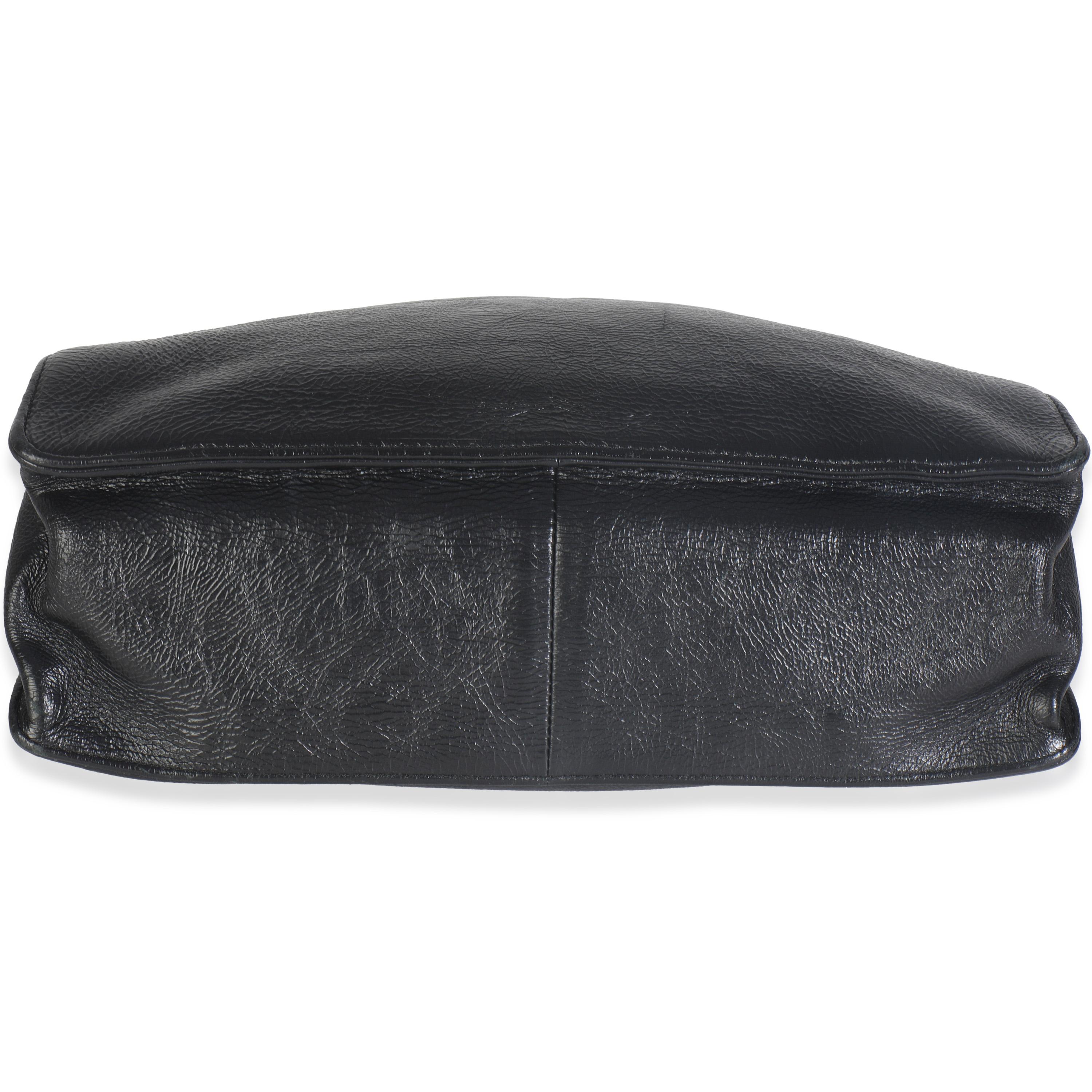 Chanel Schwarz Glänzend Gealtert Kalbsleder Nord Süd Einkaufstasche im Angebot 3