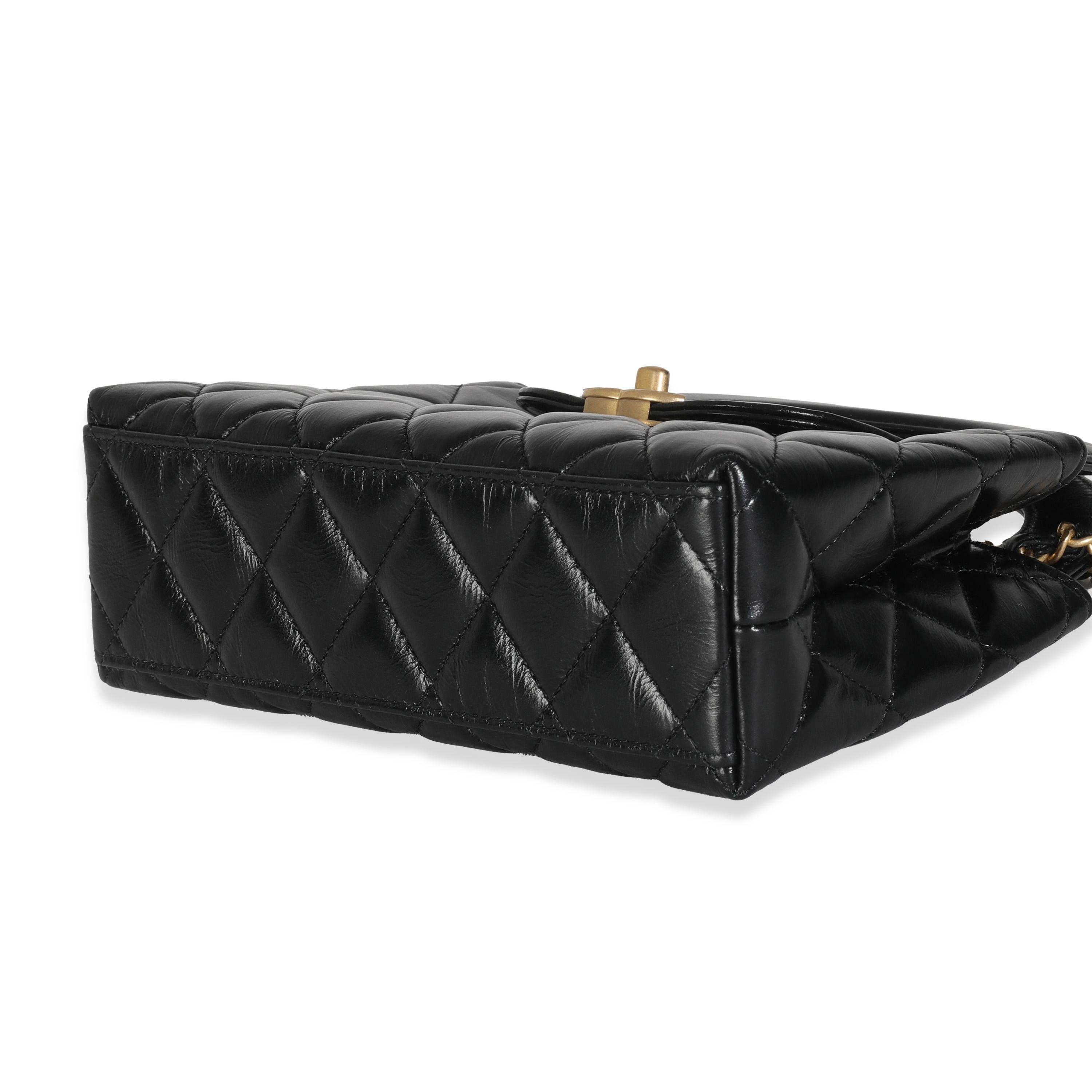 Chanel Black Shiny Aged Calfskin Quilted Nano Kelly Shopper 1