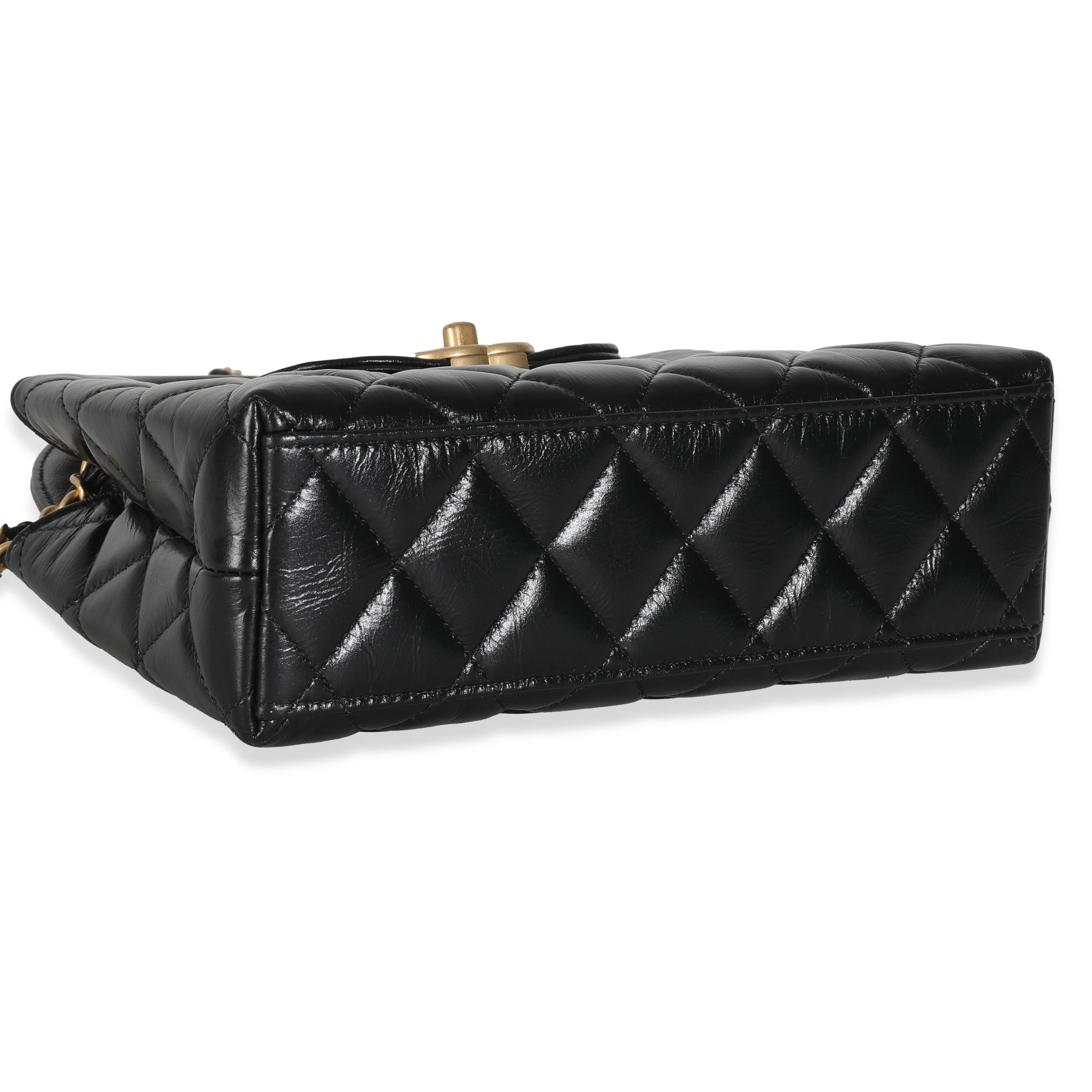 Chanel Black Shiny Aged Calfskin Quilted Nano Kelly Shopper 3
