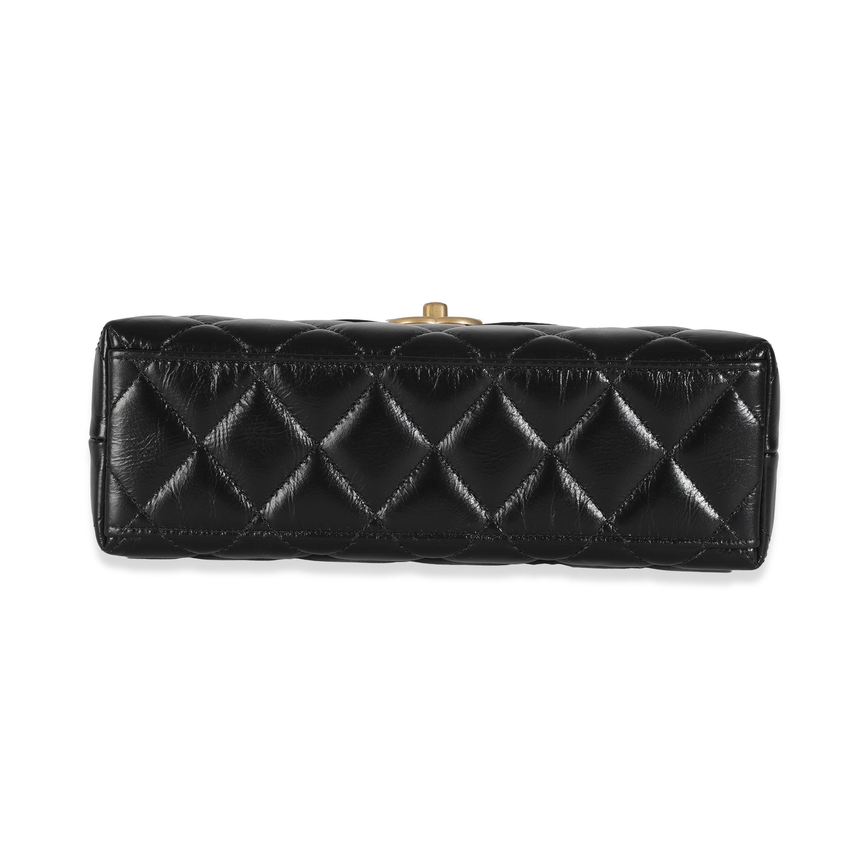 Chanel Black Shiny Aged Calfskin Quilted Nano Kelly Shopper 4
