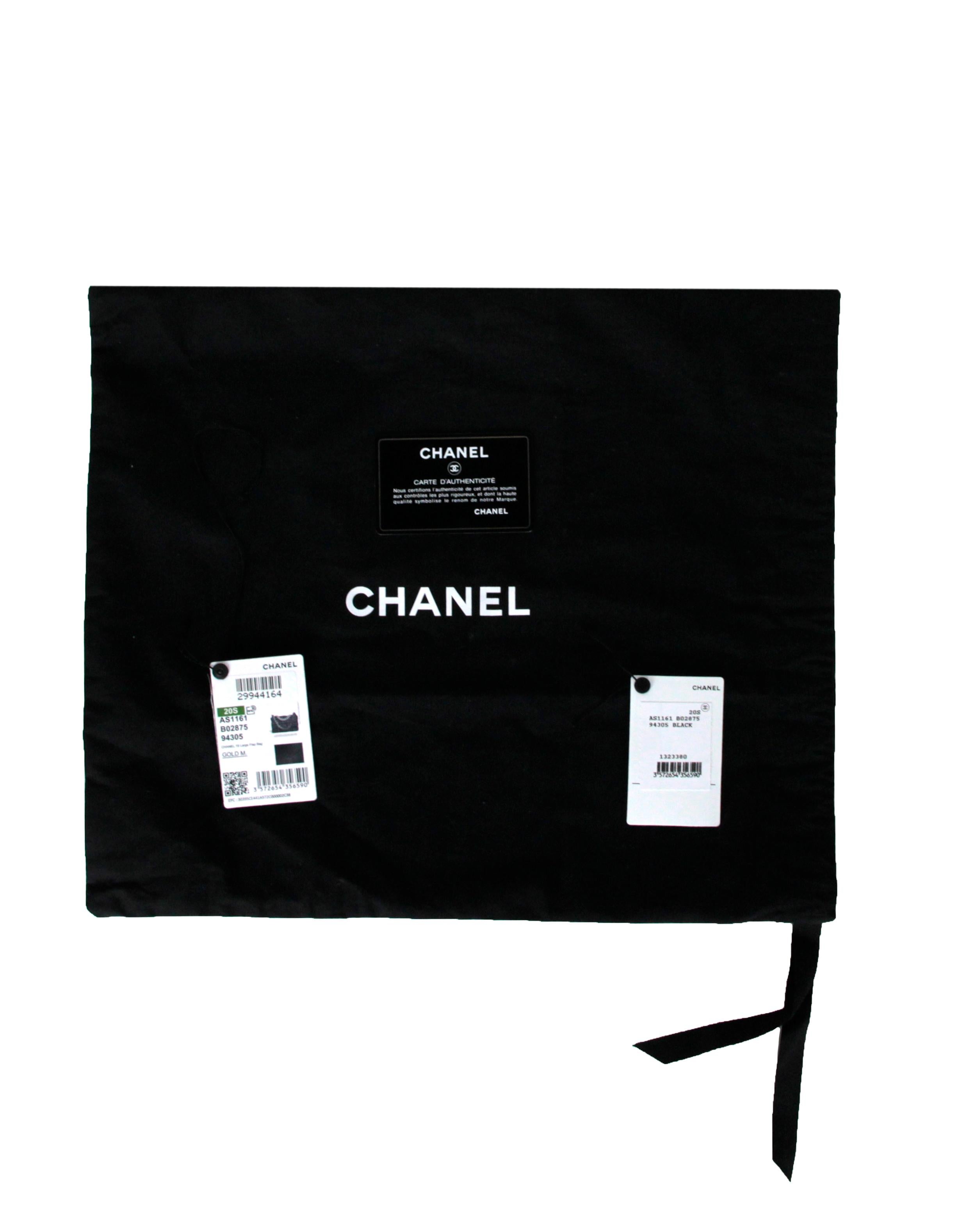 Chanel Black Shiny Calfskin Leather Quilted Large 19 Flap Bag 6