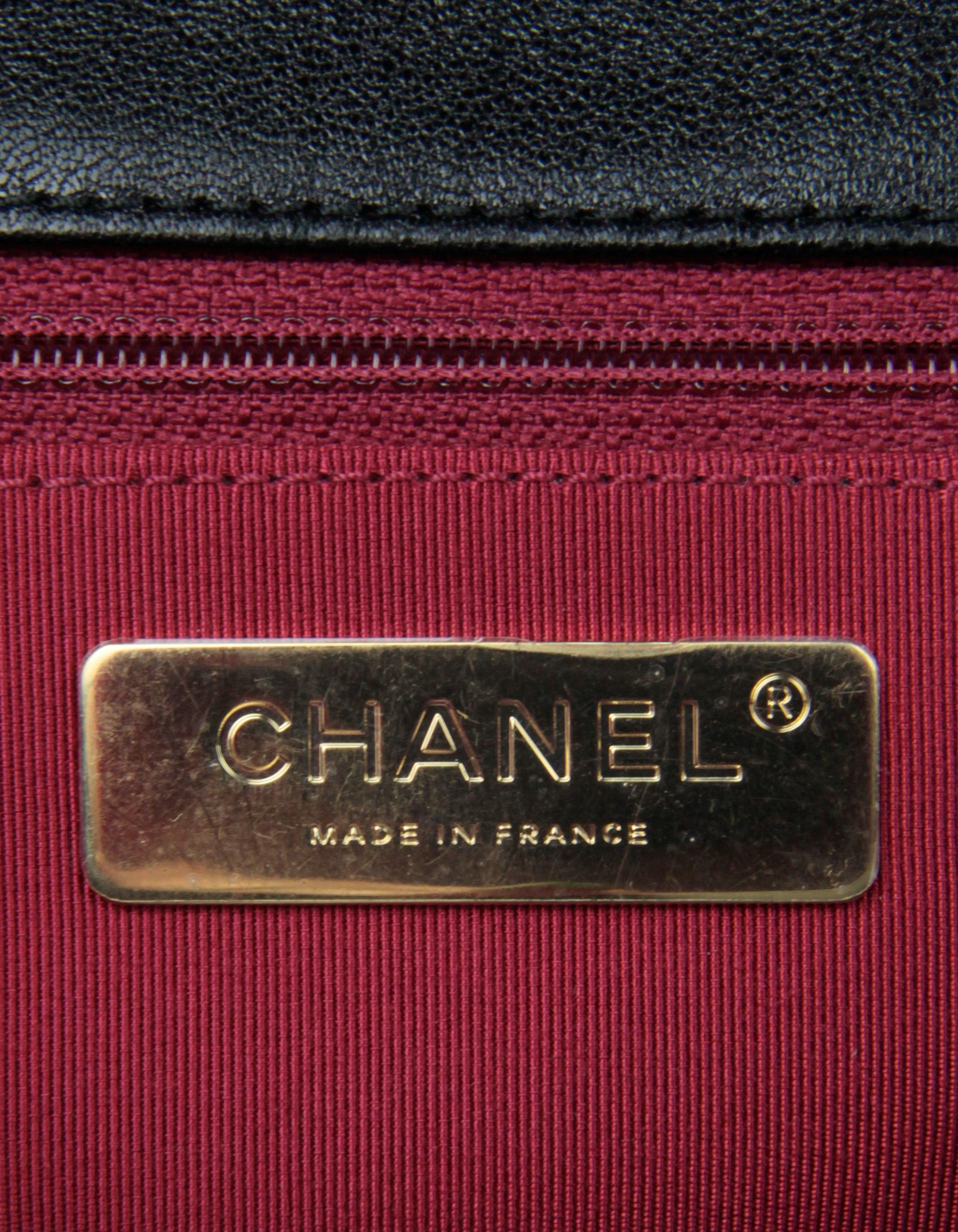 Chanel Black Shiny Calfskin Leather Quilted Large 19 Flap Bag 4