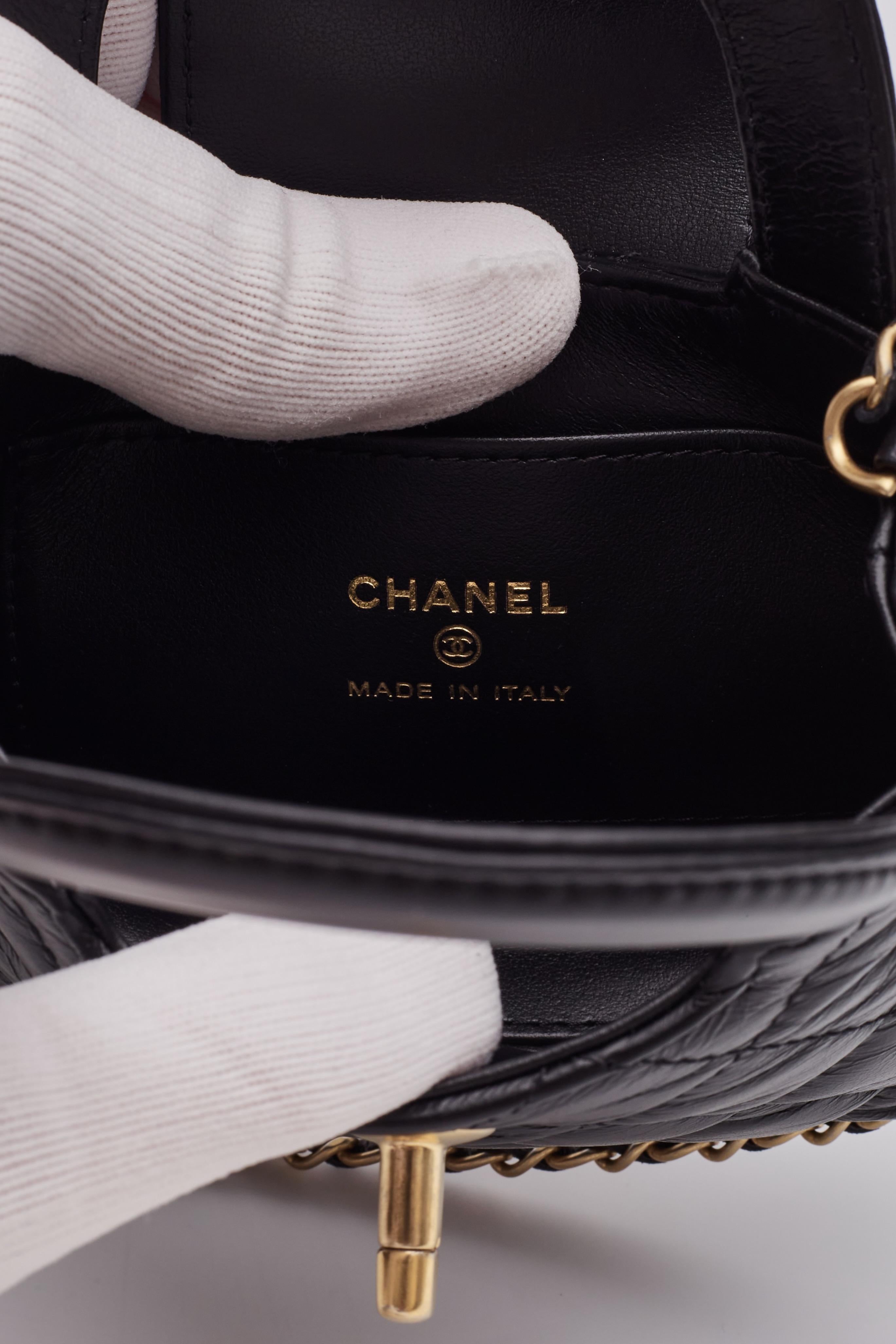 Chanel Black Shiny Calfskin Nano Kelly Shopping Tote 2023 For Sale 6