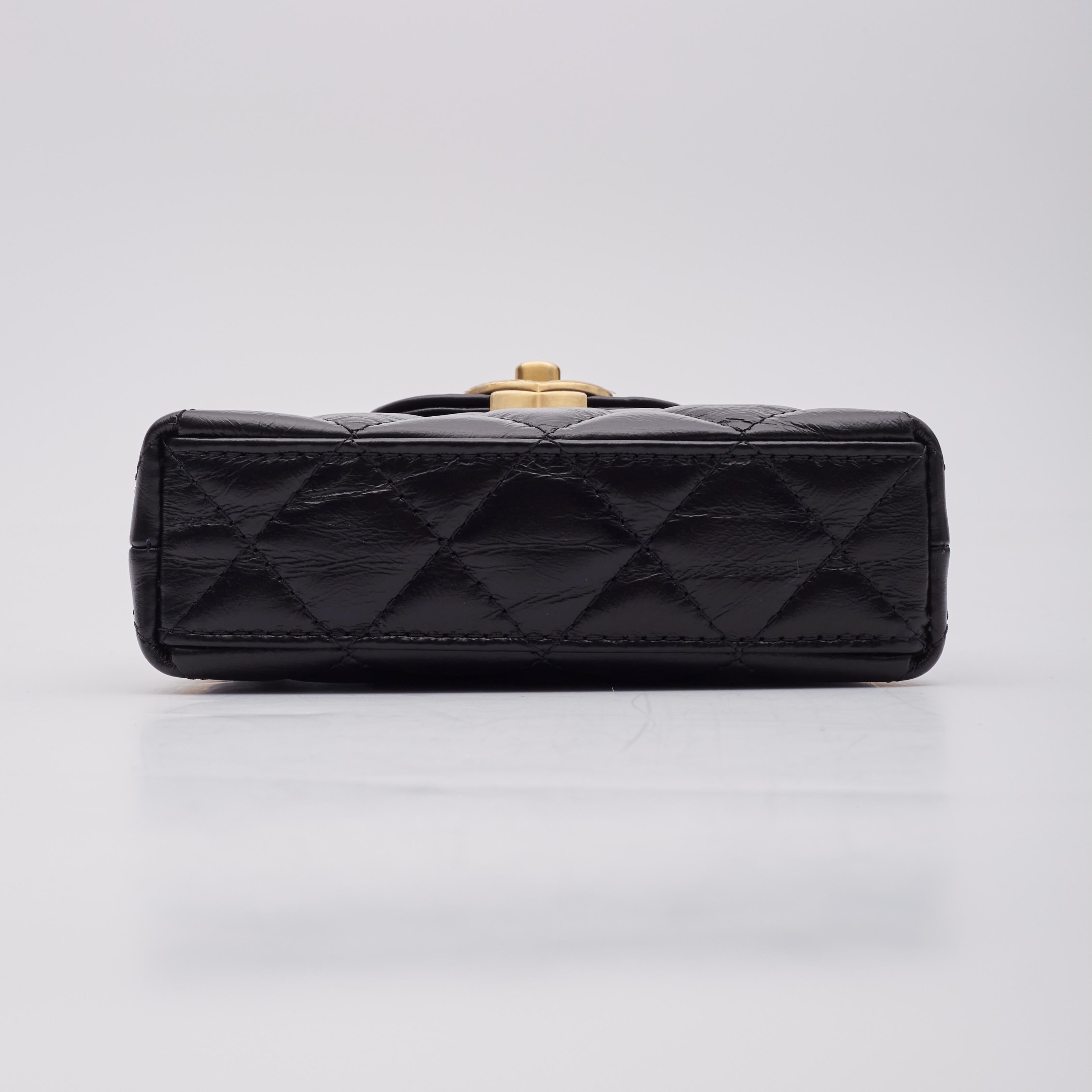 Chanel Black Shiny Calfskin Nano Kelly Shopping Tote 2023 For Sale 2