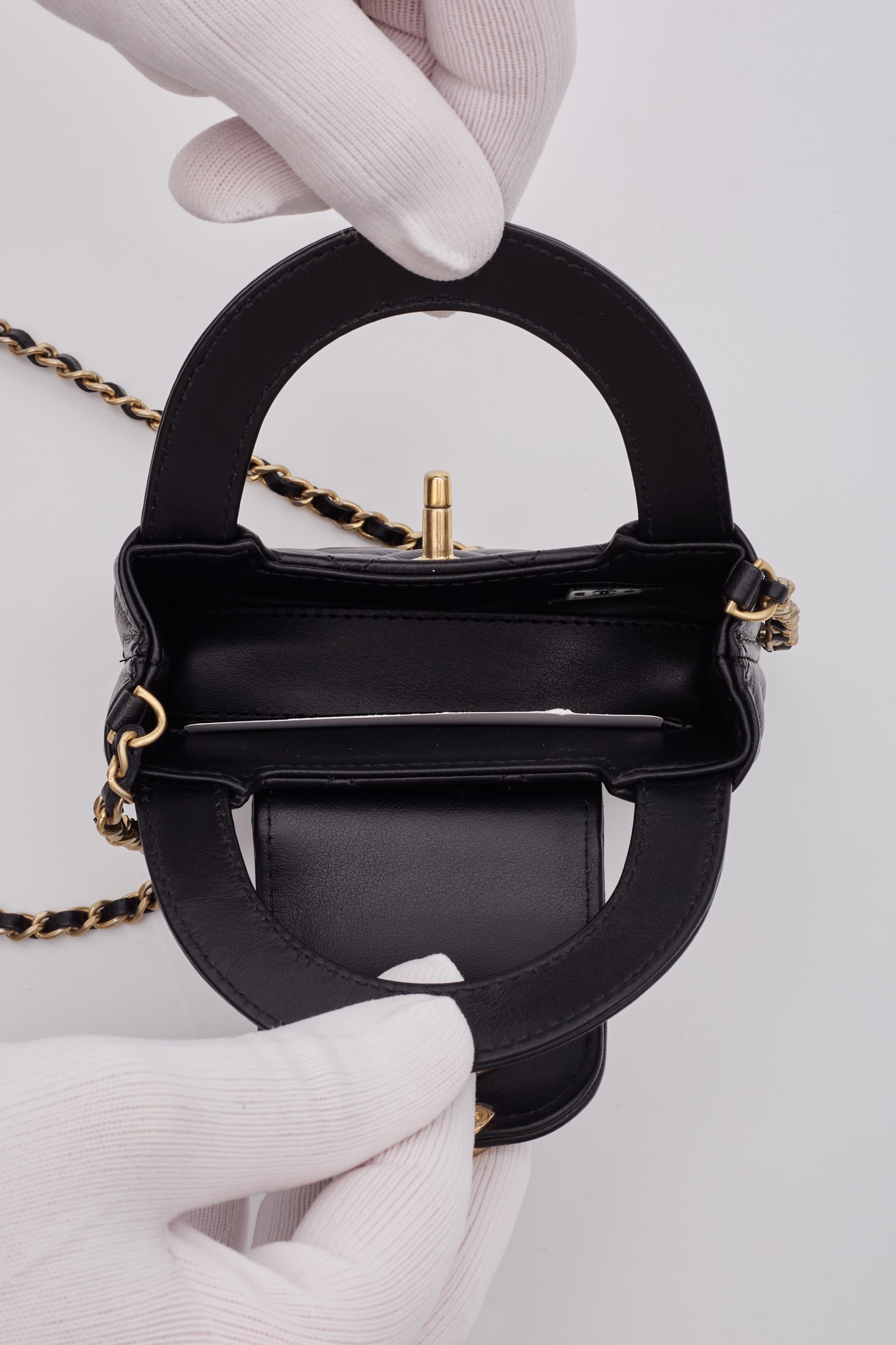 Chanel Black Shiny Calfskin Nano Kelly Shopping Tote 2023 For Sale 4