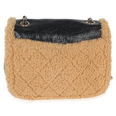 Chanel Black Shiny Crumpled Sheepskin Shearling CC Mania Flap Bag