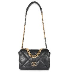 Chanel Black Shiny Lambskin Chanel 19 Flap Bag