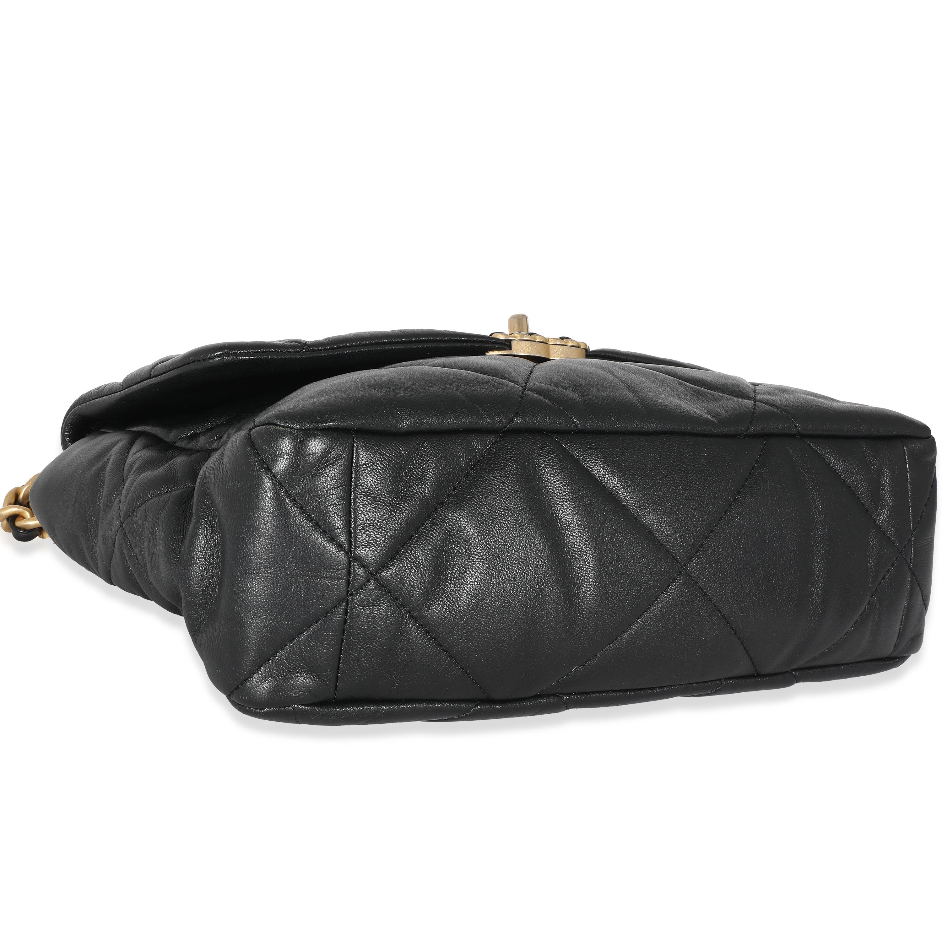 Chanel Black Shiny Lambskin Chanel 19 Flap Bag 2