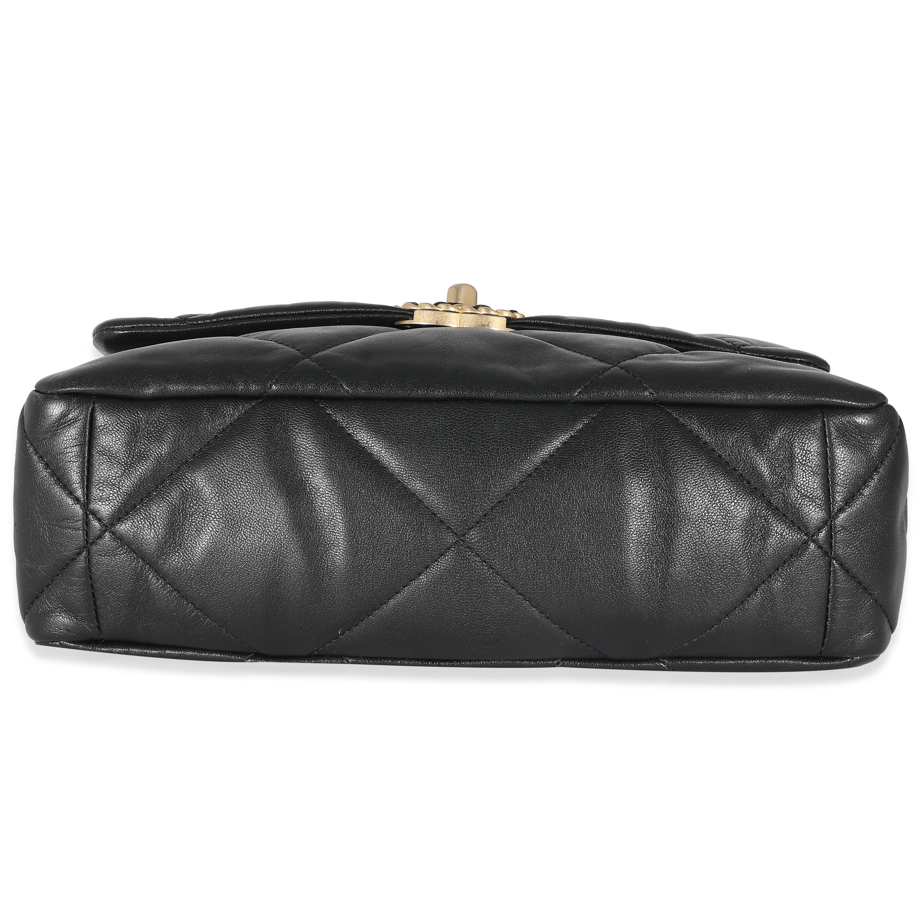 Chanel Black Shiny Lambskin Chanel 19 Flap Bag 3
