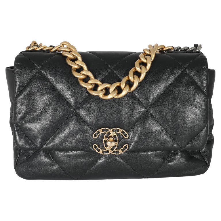 Chanel 19 Flap Bag Lambskin Large Black - 13 For Sale on 1stDibs