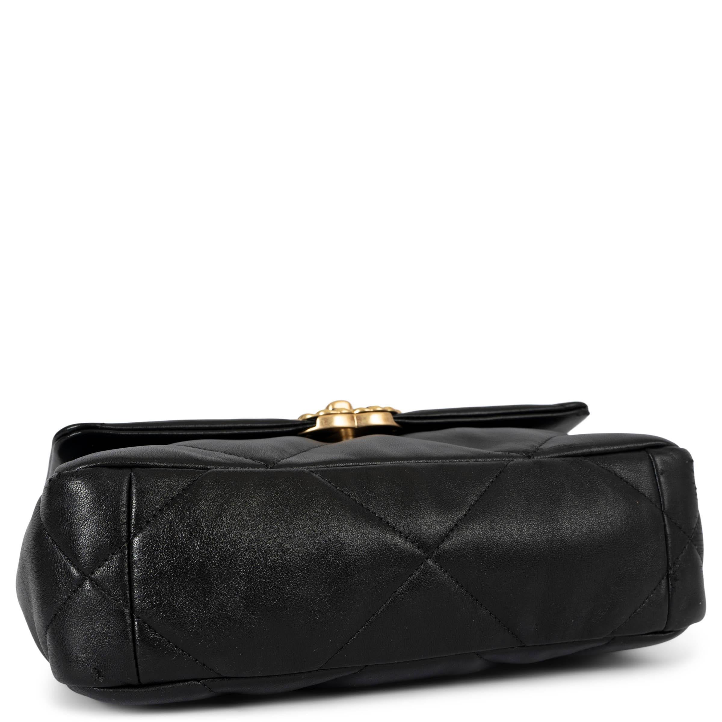 Women's CHANEL black shiny lambskin leather 19 MEDIUM Shoulder Bag