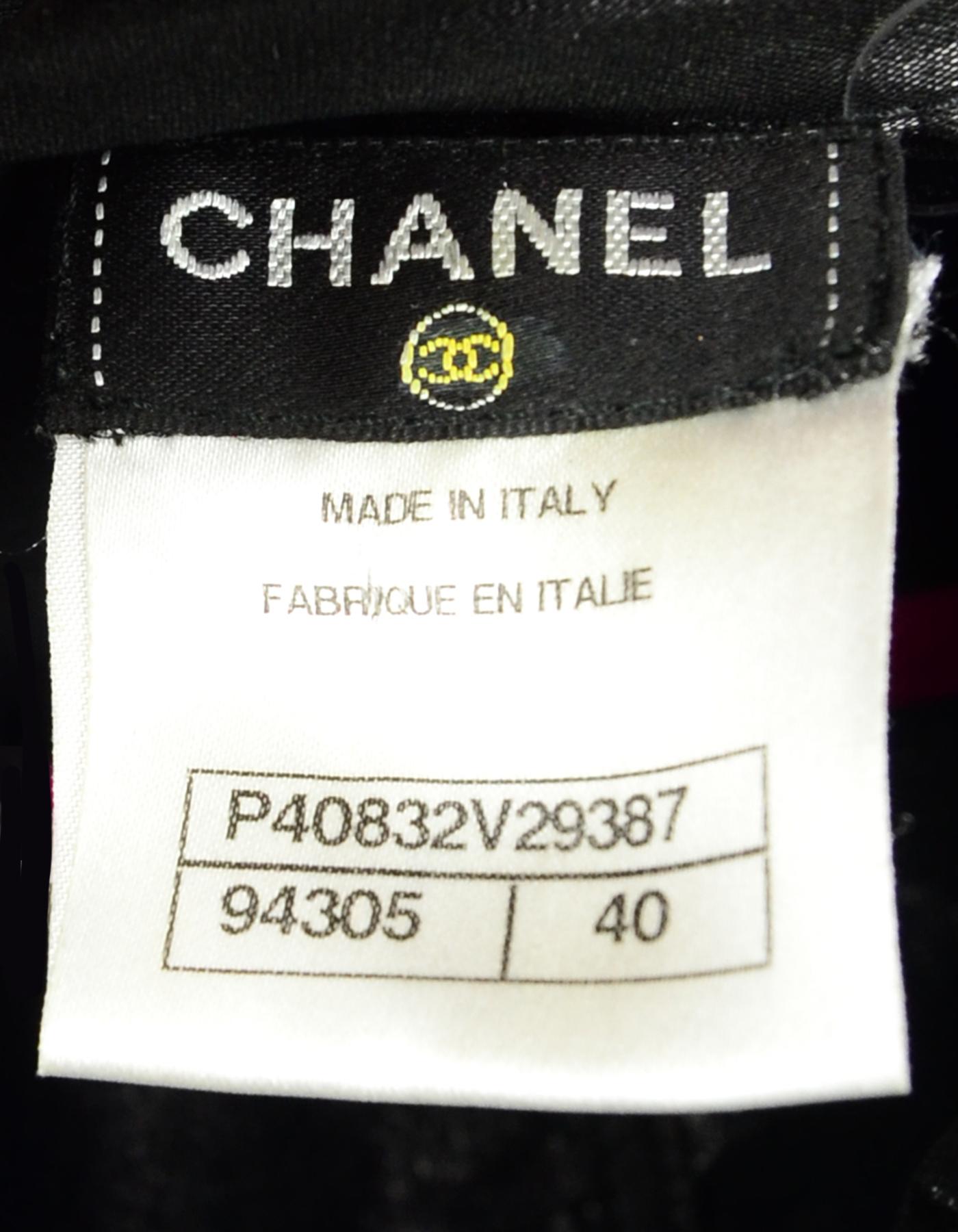 Women's Chanel Black Shiny Snap Jacket with Elastic Cinched Waist sz FR40