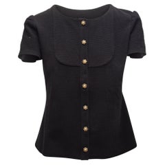 Chanel Black Short Sleeve Button-Up Top