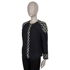 CHANEL black silk 11A BYCANCE TWEED TRIM Blouse Shirt 40 M