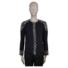 CHANEL black silk 11A BYCANCE TWEED TRIM Blouse Shirt 40 M