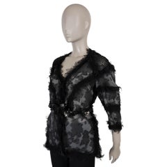 CHANEL black silk 11K CAMOUFLAGE CHIFFON Blouse Shirt 40 M