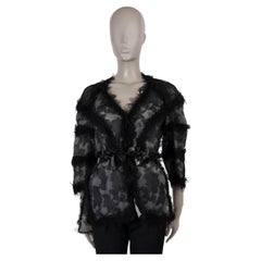 CHANEL black silk 11K CAMOUFLAGE CHIFFON Blouse Shirt 40 M