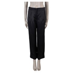 CHANEL black silk 11K PLEATED STRAIGHT Pants 38 S