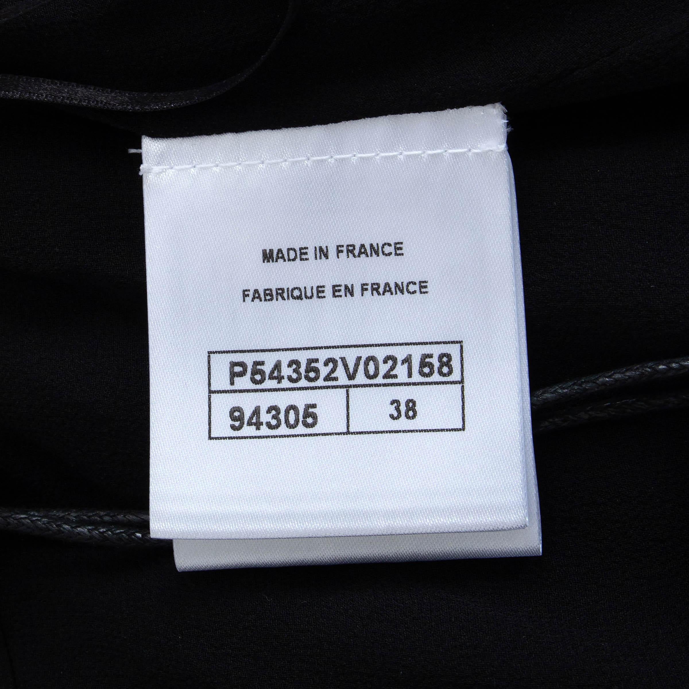 CHANEL black silk 16A ROME PLEATED MAXI Skirt 38 S For Sale 2