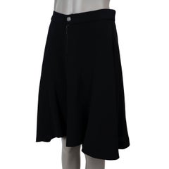 CHANEL black silk 17S FLARED ZIP FRONT Skirt 40 M