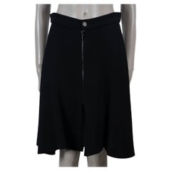 CHANEL black silk 17S FLARED ZIP FRONT Skirt 40 M