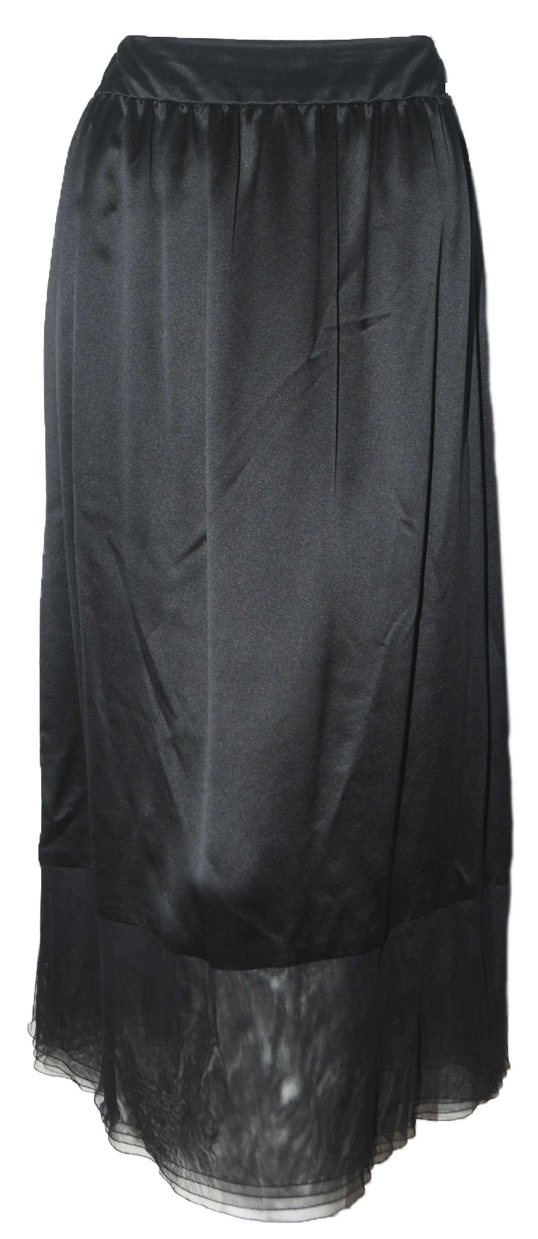 Chanel Black Silk 2 Piece Long Sleeve Top & Long Skirt Dress 42 For Sale 1