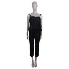 CHANEL black silk 2003 03A CHIFFON & LACE Tank Top Shirt 42 L