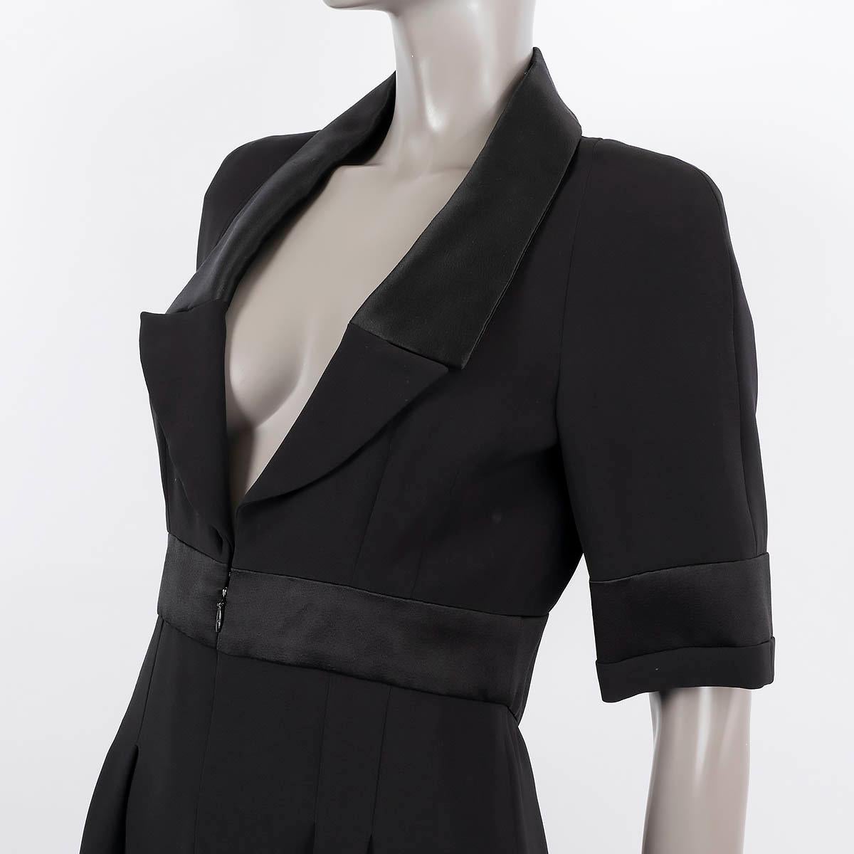 CHANEL black silk 2007 07A SATIN TRIM Short Sleeve Cocktail Dress 36 XS For Sale 2