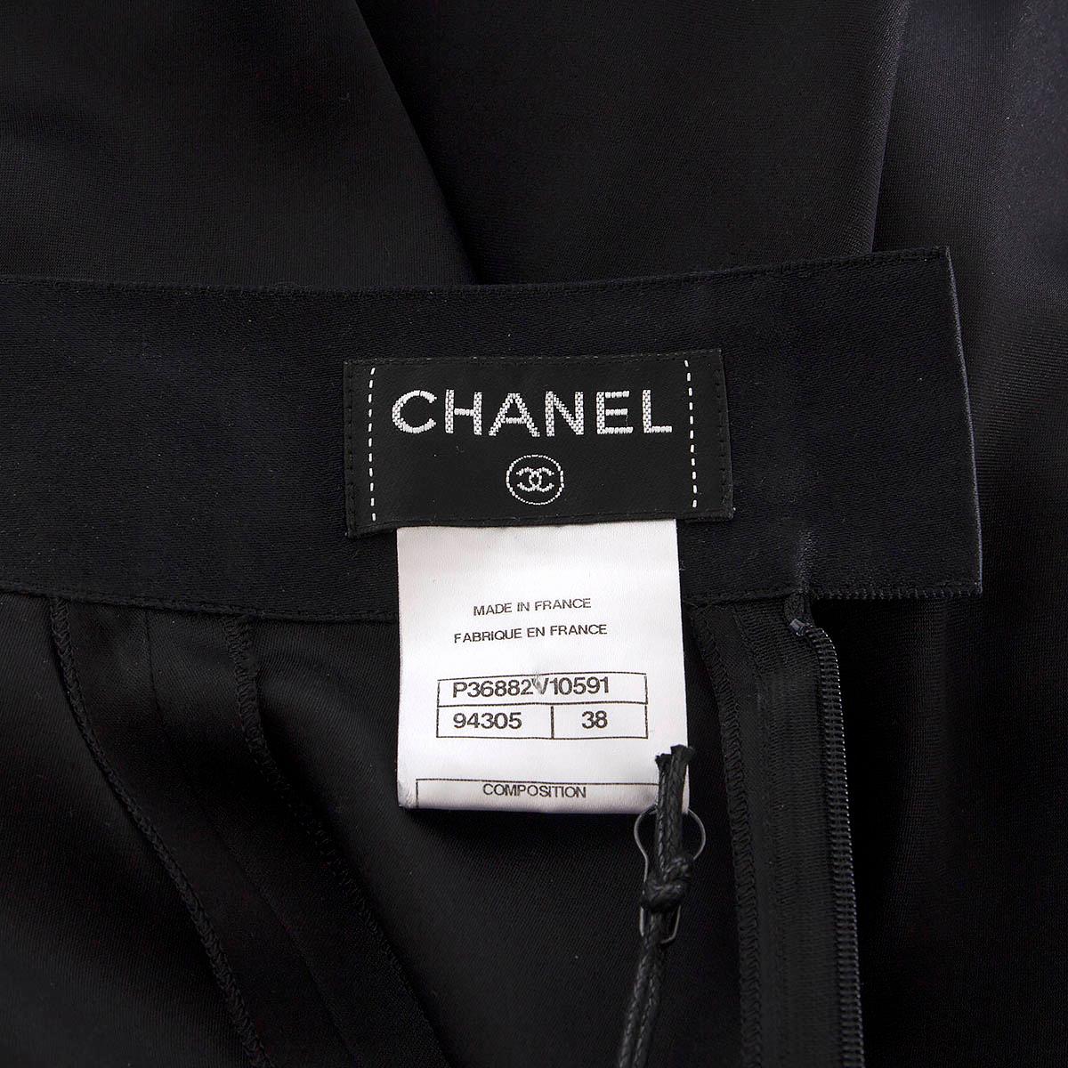 CHANEL black silk 2009 09A DRAPED SATIN Skirt 38 S For Sale 3