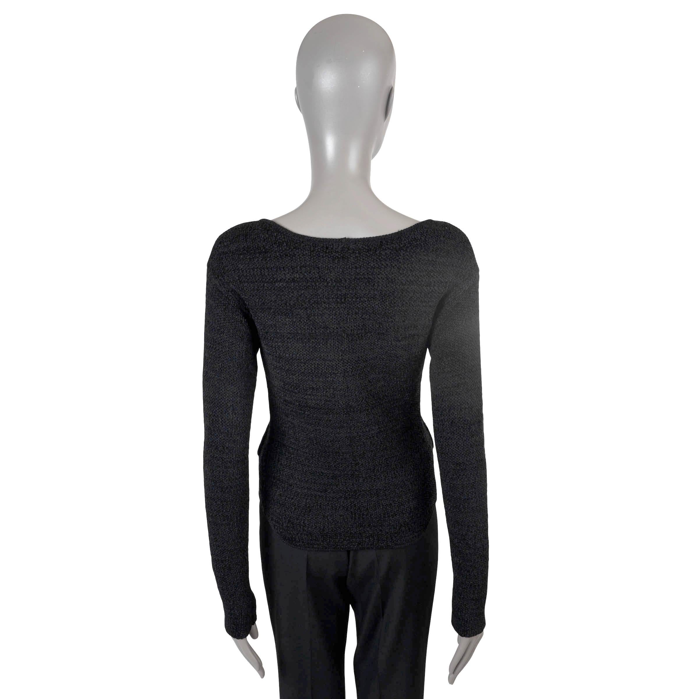 Noir Chanel soie noire 2012 12C ANTIBES BUTTON-FRONT Cardigan Pull 38 XS en vente