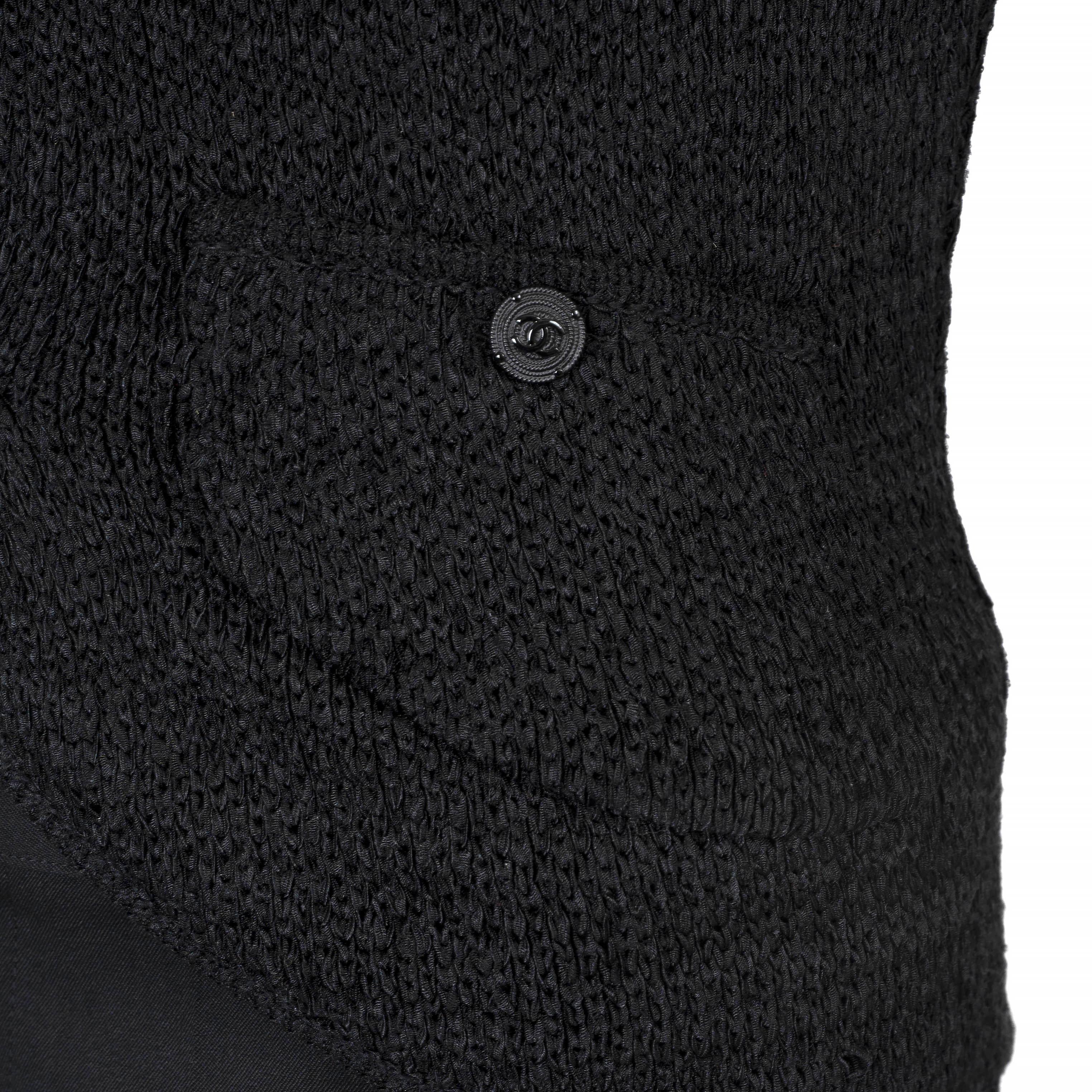 Chanel soie noire 2012 12C ANTIBES BUTTON-FRONT Cardigan Pull 38 XS Pour femmes en vente
