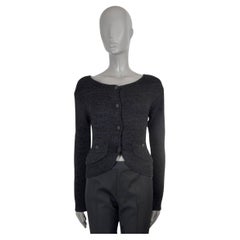 CHANEL black silk 2012 12C ANTIBES BUTTON-FRONT Cardigan Sweater 38 XS