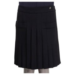 Gonna al ginocchio in seta nera CHANEL 2012 12K PLEATED 40 M