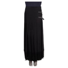 CHANEL black silk 2013 13A EDINBURGH SIDE BUCKLE MAXI Skirt 42 L