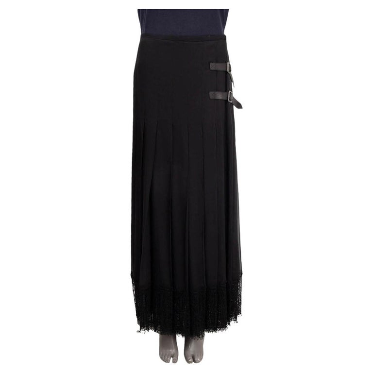 CHANEL black silk 2013 13A EDINBURGH SIDE BUCKLE MAXI Skirt 42 L at 1stDibs