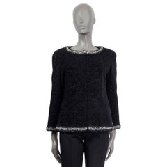 CHANEL black silk 2014 FRONT ZIP BOUCLE Jacket 38 S