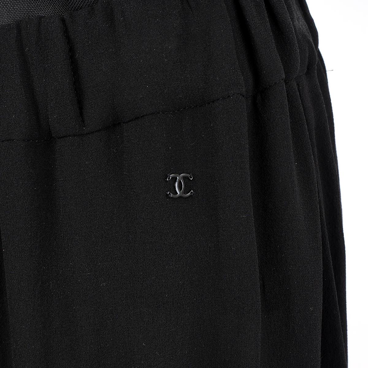 Women's CHANEL black silk 2016 16A ROME CHIFFON WIDE LEG Pants 38 S For Sale