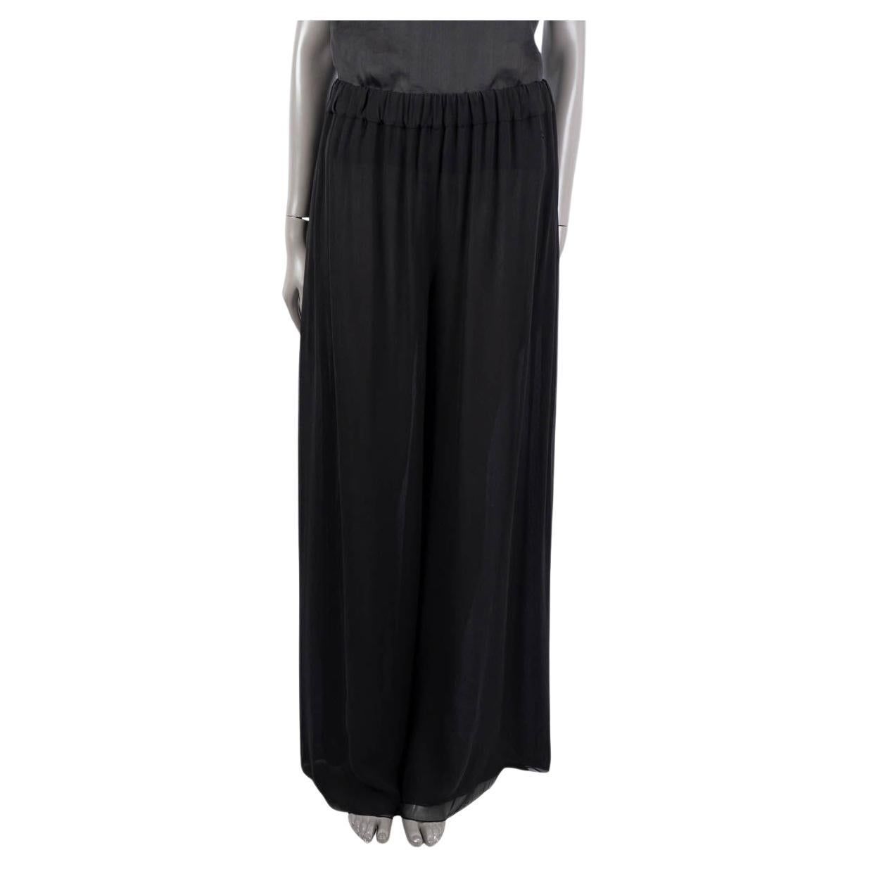 CHANEL black silk 2016 16A ROME CHIFFON WIDE LEG Pants 38 S For Sale