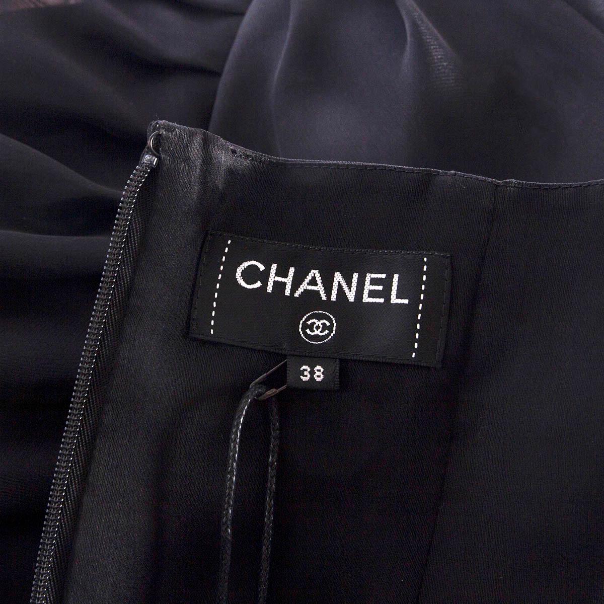 CHANEL black silk 2018 18P HIGH WAISTED TIERED Skirt 38 S 4