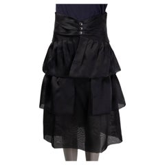 CHANEL black silk 2018 18P HIGH WAISTED TIERED Skirt 38 S